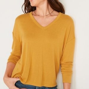 Old Navy women's oversized cozy-knit v-neck long sleeve t-shirt 3X Brand New!